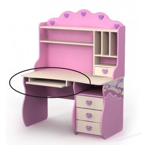 Стіл з тумбою і надбудовою «PINK» для дівчинки, фото 2