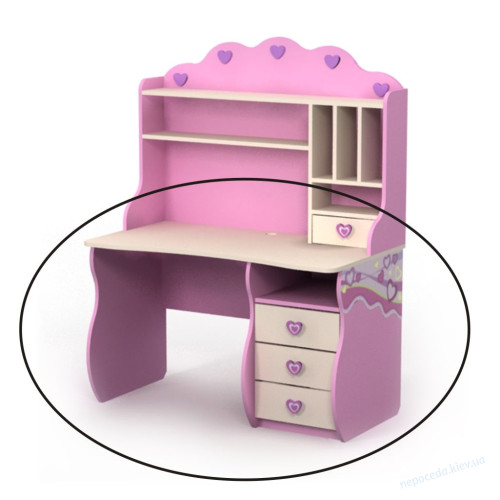 Стіл з тумбою і надбудовою «PINK» для дівчинки, фото 1