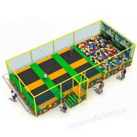 Батутный комплекс с сеткой и с 6 батутами
