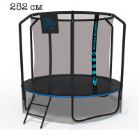Батут с защитой размер 252см до 120кг black premium c сеткой и лесенкой 48 пружи..