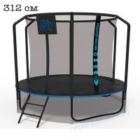 Батут до 150кг размер 312см black premium c сеткой и лесенкой 56 пружин