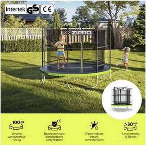 Батут Zipro Jump Pro 183 см черно-зеленый с внутренней сеткой, фото 6