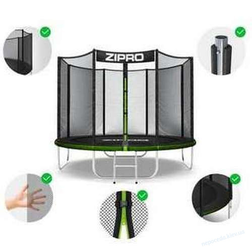 Батут Zipro Jump Pro 252 см черно-зеленый с наружной сеткой, фото 4