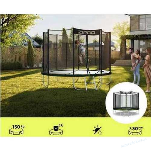 Батут Zipro Jump Pro 252 см черно-зеленый с наружной сеткой, фото 7