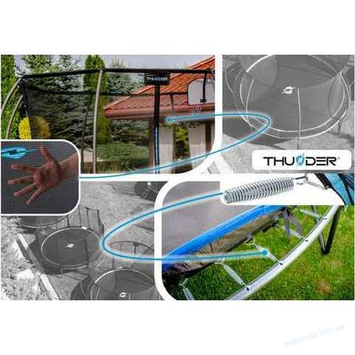 Батут THUNDER INSIDE ULTRA 8 футов – 244 см с внутренней сеткой черно-голубой, фото 2