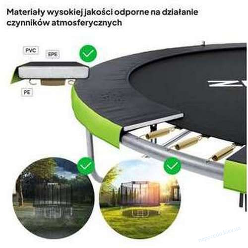 Батут 312 см чорно-зелений Zipro Jump Pro із зовнішньою сіткою, фото 7