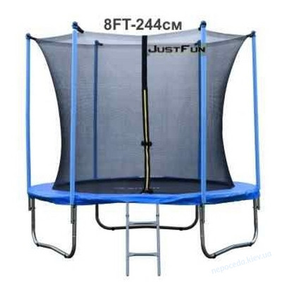 Батут Just Fun 244см до 120кг Blue сеткa внутренняя + лесенка