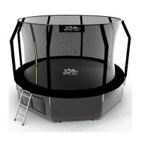 Батут FitToSky 252см с внутренней сеткой и лесенкой чёрный