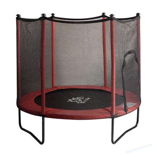 Детский батут FitToSky 152см Black с сеткой красный, фото 3