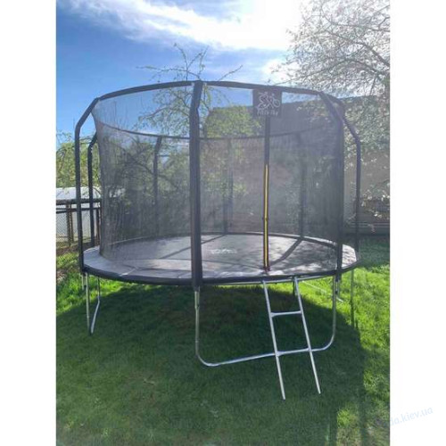 Батут FitToSky 252см с внутренней сеткой и лесенкой чёрный