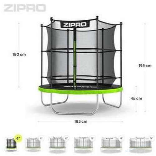 Батут Zipro Jump Pro 183 см чорно-зелений з внутрішньою сіткою, фото 1