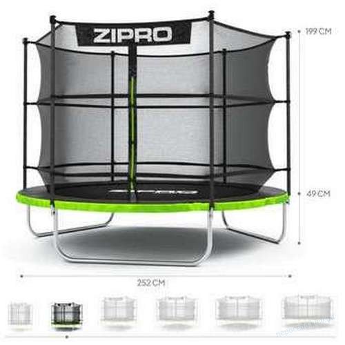 Батут Zipro Jump Pro 252 см (8фут.) чорно-зелений з внутрішньою сіткою, фото 1