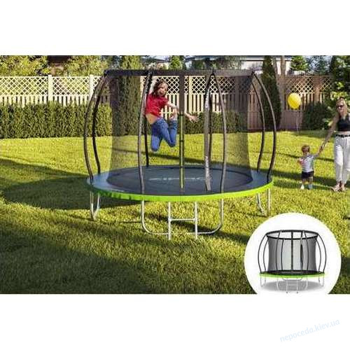 Батут 252 см (8фут.) Zipro Jump Pro Premium з внутрішньою сіткою чорно-зелений, фото 7