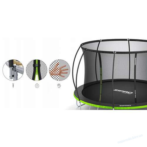 Батут 312 см Zipro Jump Pro Premium с внутренней сеткой черно-зеленый, фото 9