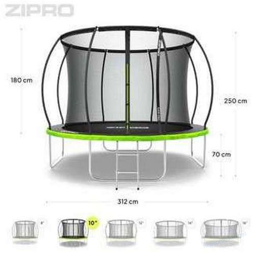Батут 312 см Zipro Jump Pro Premium с внутренней сеткой черно-зеленый, фото 1