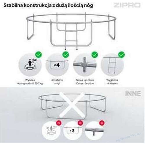 Батут 312 см Zipro Jump Pro Premium с внутренней сеткой черно-зеленый, фото 3