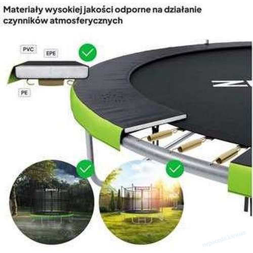 Батут 312 см Zipro Jump Pro Premium с внутренней сеткой черно-зеленый, фото 6