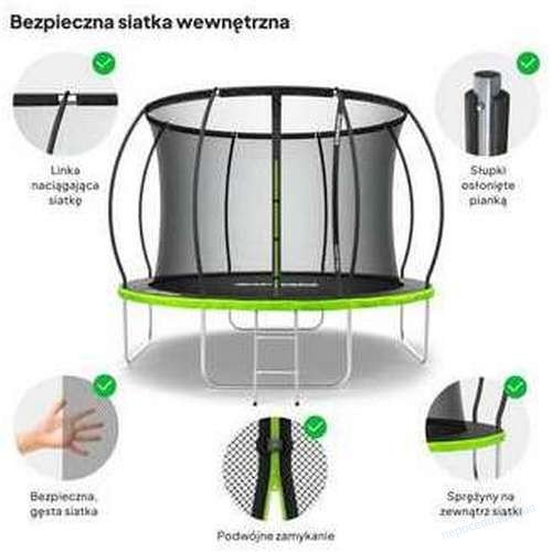 Батут 312 см Zipro Jump Pro Premium с внутренней сеткой черно-зеленый, фото 7