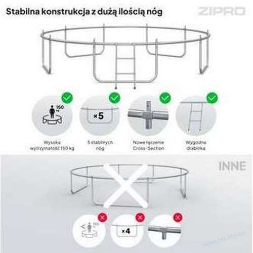 Батут 374 см (12 фут.) Zipro Jump Pro Premium с внутренней сеткой черно-зеленый, фото 2
