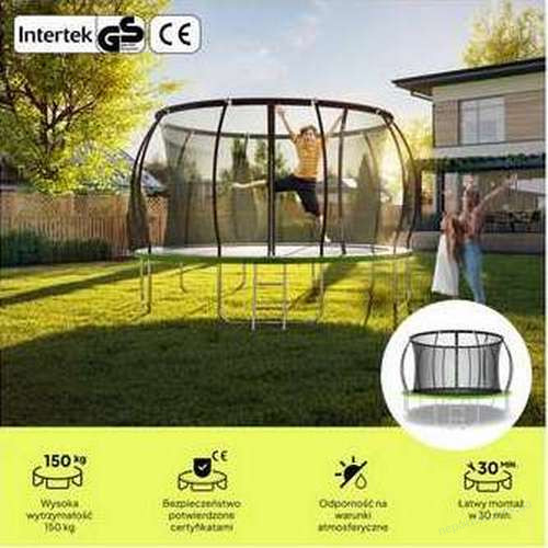 Батут 374 см (12 фут.) Zipro Jump Pro Premium с внутренней сеткой черно-зеленый, фото 8