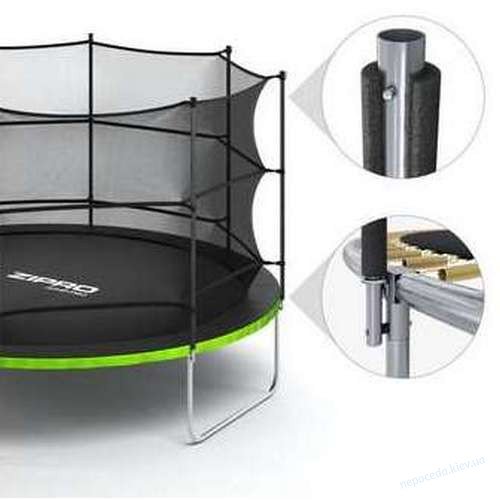 Батут Zipro Jump Pro 252 см (8фут.) чорно-зелений з внутрішньою сіткою, фото 4