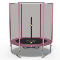 Детский Батут FitToSky 140см с сеткой розовый