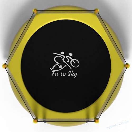 Небольшой детский батут FitToSky 152см Black с сеткой желтый, фото 1