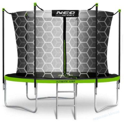 Батут Neo-Sport с внутренней сеткой 252 см черно-зеленый