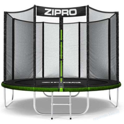 Батут 312 см чорно-зелений Zipro Jump Pro із зовнішньою сіткою