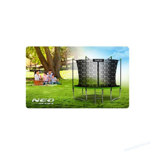 Батут Neo-Sport с внутренней сеткой 252 см черно-зеленый, фото 12