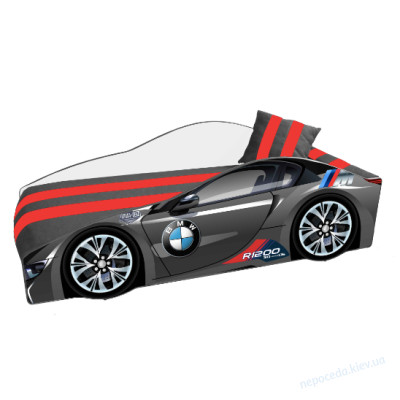Кровать машинка графит 150х70см bmw с матрасом