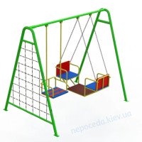 Детские качели с люлькой тройные зелёные