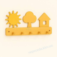 Вешалка настенная с фигурными элементами (солнце, дерево, домик)