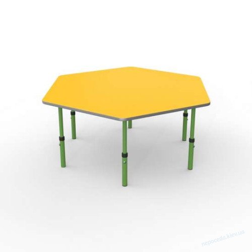 Стол детский шестиугольный 1148x1006 цветное ДСП для детского сада, фото 1