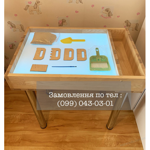Стол песочница с подсветкой для рисования песком, ясень + комплект для занятий, фото 2
