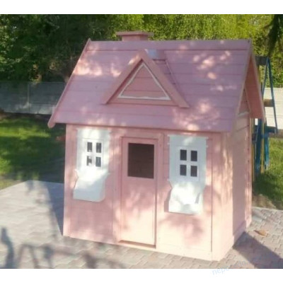 Деревянный игровой домик для детей Элли розовый уличный