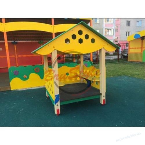 Домик “Пчелка” с лавками и счетами игровой для уличной площадки, фото 1