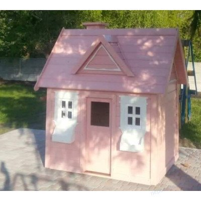 Деревянный игровой домик для детей Элли розовый уличный