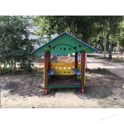 Домик “Пчелка” с лавками и счетами игровой для уличной площадки, фото 2
