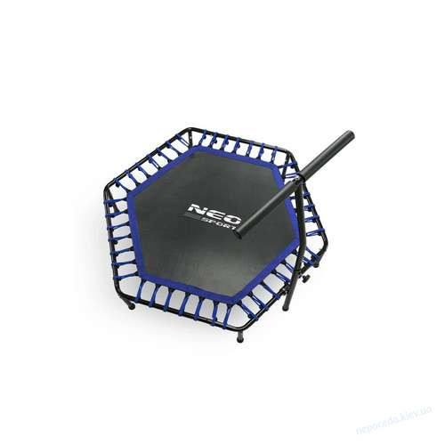 Батут для фитнеса 127 см черно-синий Neo-Sport 1102 с поручнем, фото 6