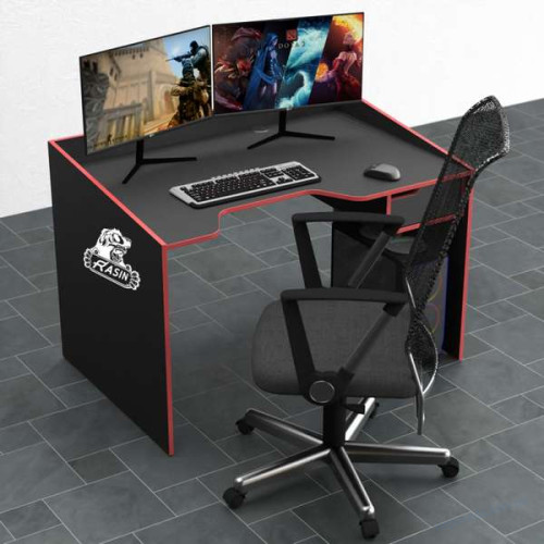 Компьютерный геймерский игровой стол Rasin RS-5 черно-белый с шухлядой (кромка разного цвета), фото 1