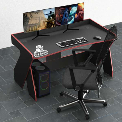 Игровой стол Rasin RS-3 черно-красный для геймеров (кромка разного цвета)