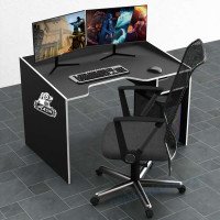 Компьютерный геймерский игровой стол Rasin RS-5 черно-белый с шухлядой (кромка р..