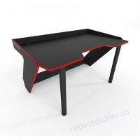 Ігровий геймерський стіл Kronika чорний+червоний (кромка різного кольору)