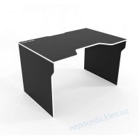 Прямой геймерский стол игровой Lyu Kan черный+белый (кромка разного цвета)