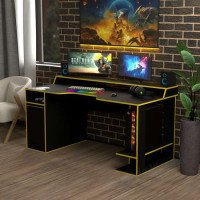 Игровой стол для геймеров Rasin RS-28 черный+желтый (кромка разного цвета) с пол..