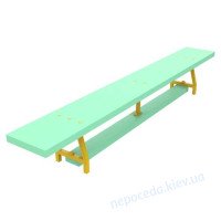 Скамейка спортивно-гимнастическая 30х30см желто-бирюзового цвета длиной 3 м