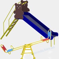 Детская горка Медведь + качели балансир 220см уличная