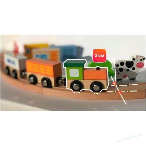 Игрушечная железная дорога деревянная 39 эл., фото 3