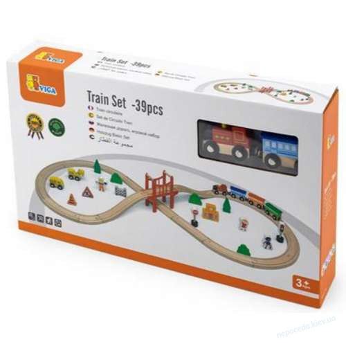 Игрушечная железная дорога деревянная 39 эл., фото 4
